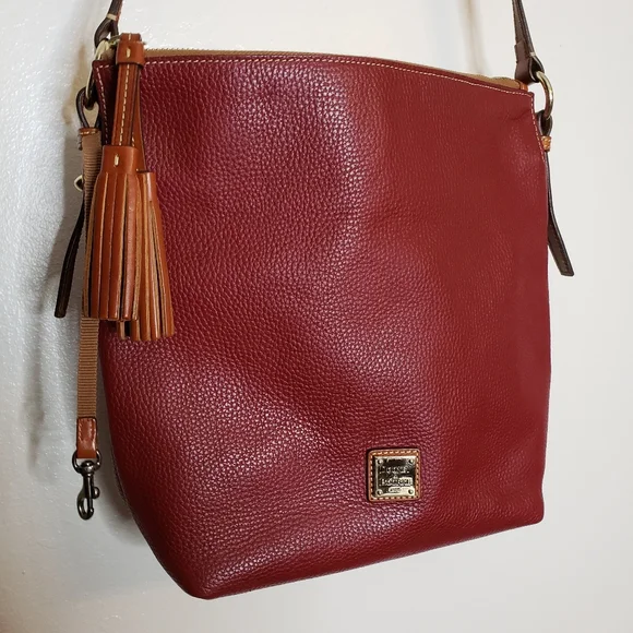 Authentic Dooney & Bourke Genuine Pebbled Leather Large Crossbody Bag Tote - Picture 8 of 16